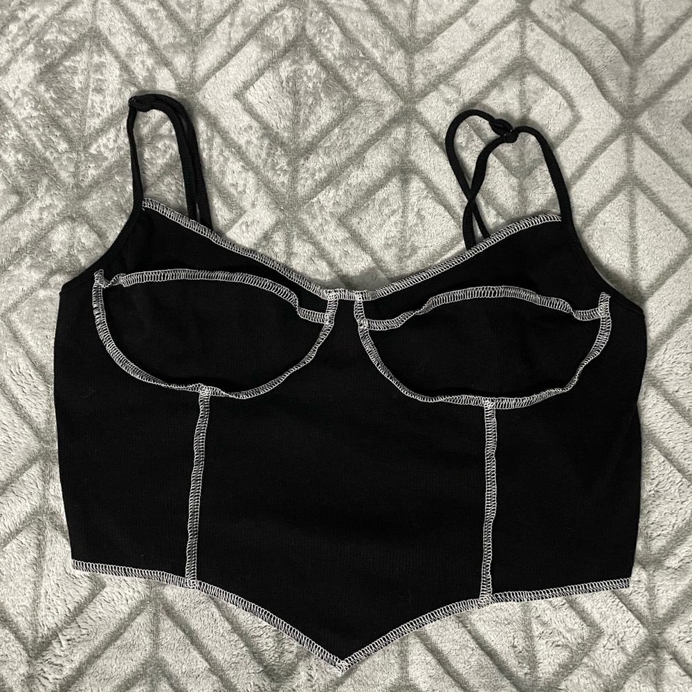 Black Stitch Style Cropped Top
